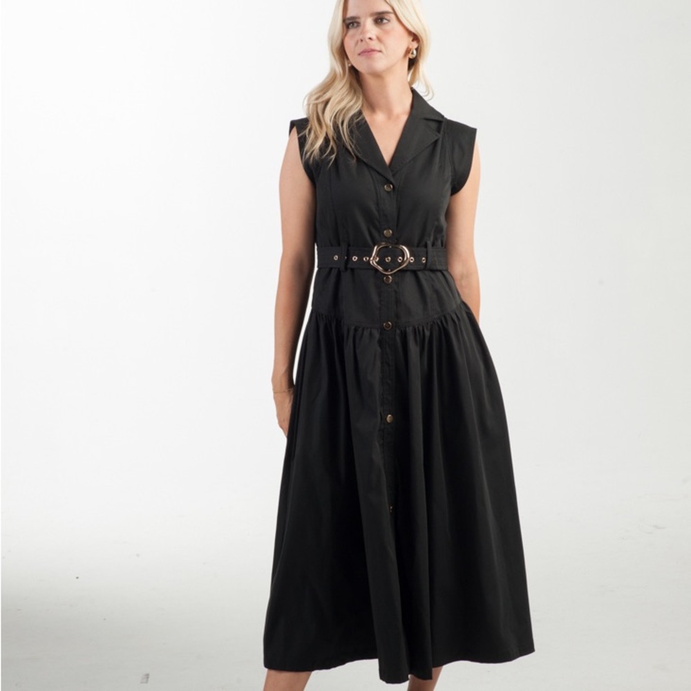 NWT Black Sleeveless Midi Dress
